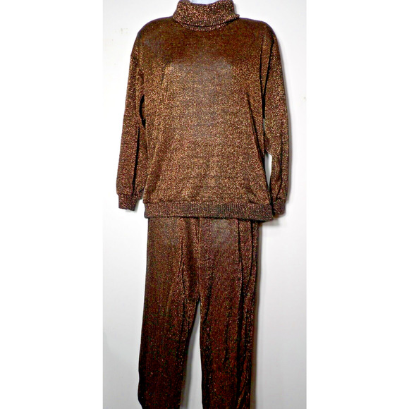 Christian Dior Loungewear Vtg Small Womens Outfit Pant Shirt Turtle Semi Sheer - Picture 1 of 16